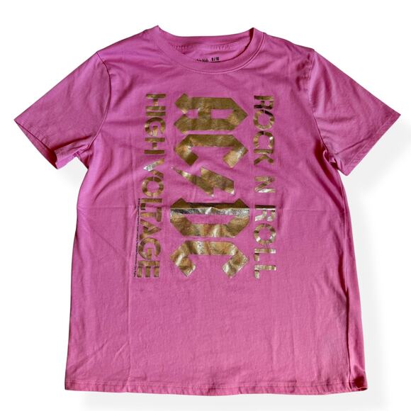Abercrombie Kids Oversized AC/DC Pink Graphic Tee 9/10 - Picture 1 of 7